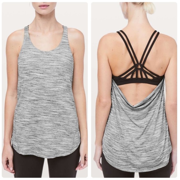 Lululemon Moment To Movement 2-In-1 Tank Space Dye Camo Black White/Black Size 6 - Picture 1 of 9